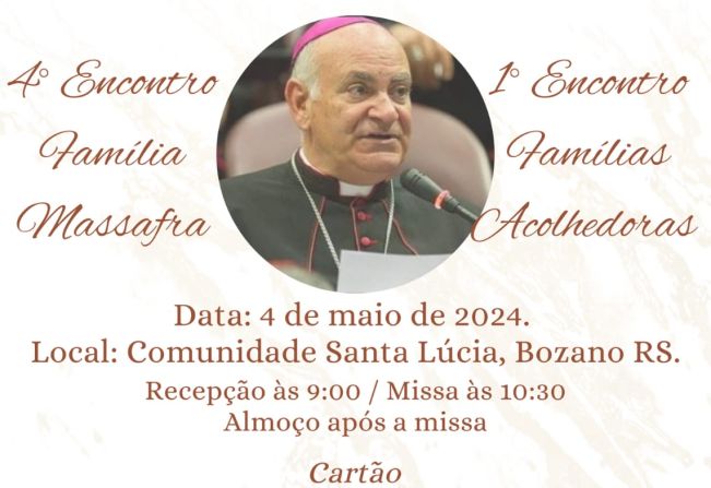 Arcebispo italiano estará em Bozano no próximo dia 4 de maio