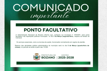 COMUNICADO IMPORTANTE- PONTO FACULTATIVO