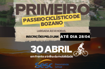 Inscrições para o 1º passeio ciclístico de Bozano são prorrogadas até o dia 28
