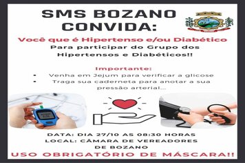 SMS busca formar grupo para orientação sobre prevenção ao diabetes e hipertensão