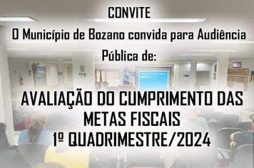Audiência pública irá expor números do 1ª quadrimestre de 2024