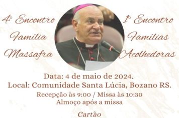 Arcebispo italiano estará em Bozano no próximo dia 4 de maio
