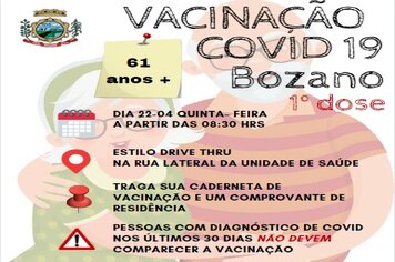 Vacinação terá continuidade nesta semana em Bozano