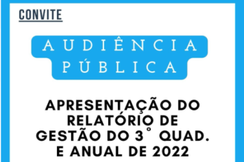 Audiência  Pública para apresentação de relatório de gestão da saúde acontece dia 27