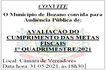 Administração fará audiência pública para avaliação das metas fiscais