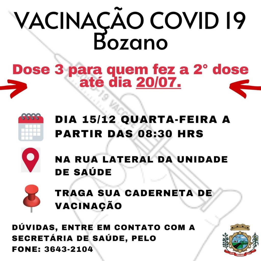 Recebimento de nova remessa de doses de vacina possibilita sequência da  imunização contra a Covid-19 em Bozano