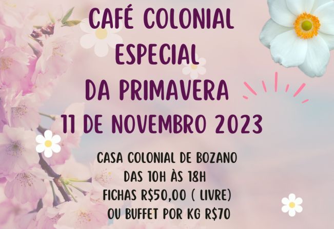 Café Colonial de Primavera será realizado neste sábado, 11