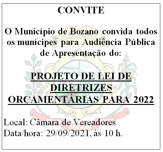 Audiência da LDO 2022 será na quarta-feira(29)
