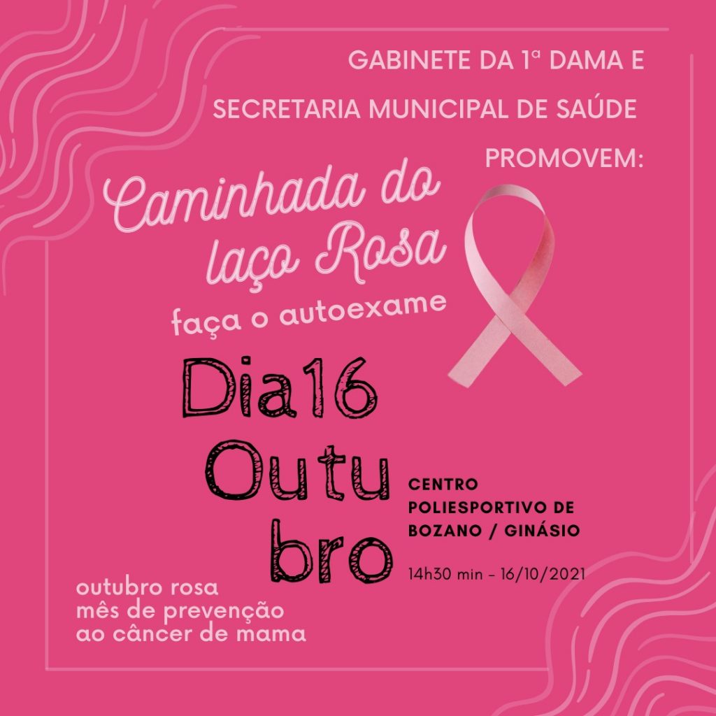 Saúde e Gabinete da Primeira Dama promovem Caminhada do Laço Rosa no sábado(16)